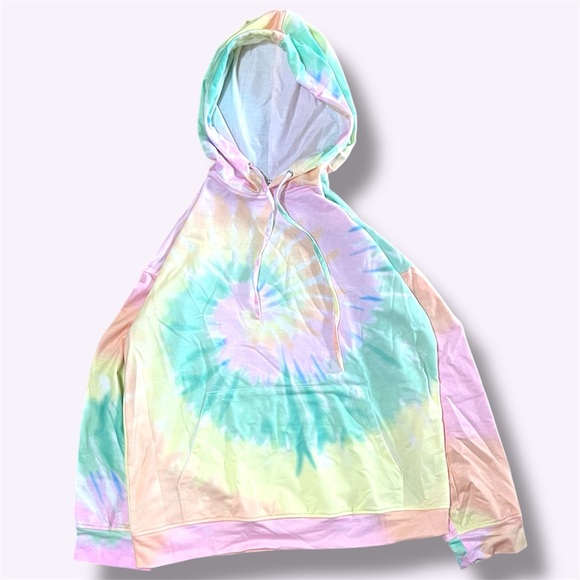 Lightweight Colorful Pastel Tie-Dye Hoodie XL - Picture 7 of 7
